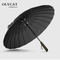 Windproof Rain Umbrella for Men and Women, Wooden Handle, Long Handle, Strong Frame, Quality, 24K, , Brand. 