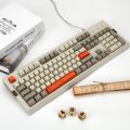 Ajazz AK510 104 Keys Retro Mechanical Keyboard SA Ball Cap PBT Internet Cafe Gaming RGB Lighting Keyboard, Cable Length 1.6m, Style:RGB Backlight + Three Orange Keycaps. 