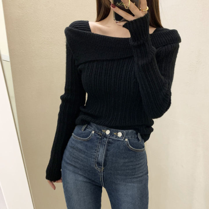 Design%20Sense%20Niche%20Thickened%20off-Shoulder%20Bottoming%20Shirt%20Women's%20Autumn%20and%20Winter%20High-Grade%20off-Shoulder%20Sweater%20Inner%20Sweater%20Top%20-%20Image%202