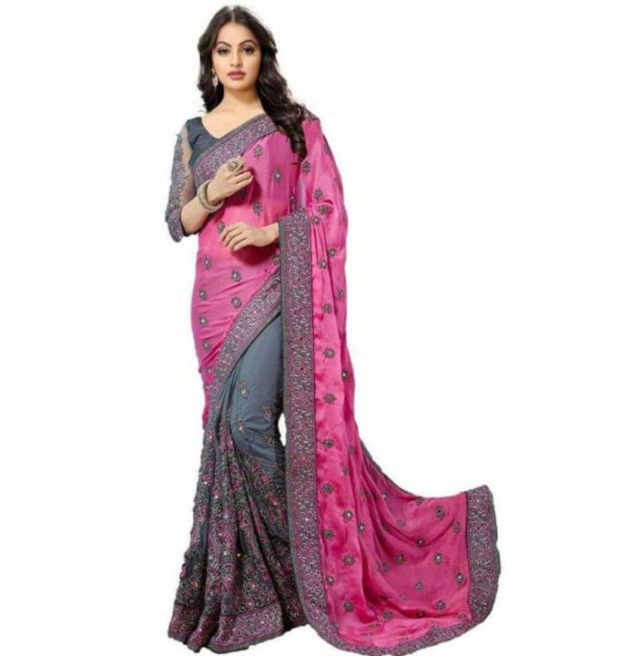 Indian%20Weightless%20Georgette%20Shari%20Pink%20Color%20Sari%20High%20Quality%20Embroidery%20Work%20On%20Blouse%20-%20%E0%A6%B6%E0%A6%BE%E0%A7%9C%E0%A6%BF%20-%20Marvelous%20Exclusive%20High%20Quality%20saree%20for%20women%20-%20Image%208