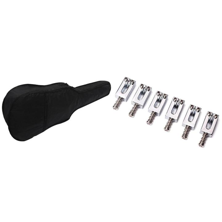 6 Pcs Electric Guitar Bridge Saddles Flat & 1 Pcs 38Inch Guitar Bag Oxford Cloth Shoulder Gig Bag