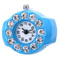 Men's Women's Silicon Round Rhinestone Elastic Quartz Finger Ring Watch Gift.
