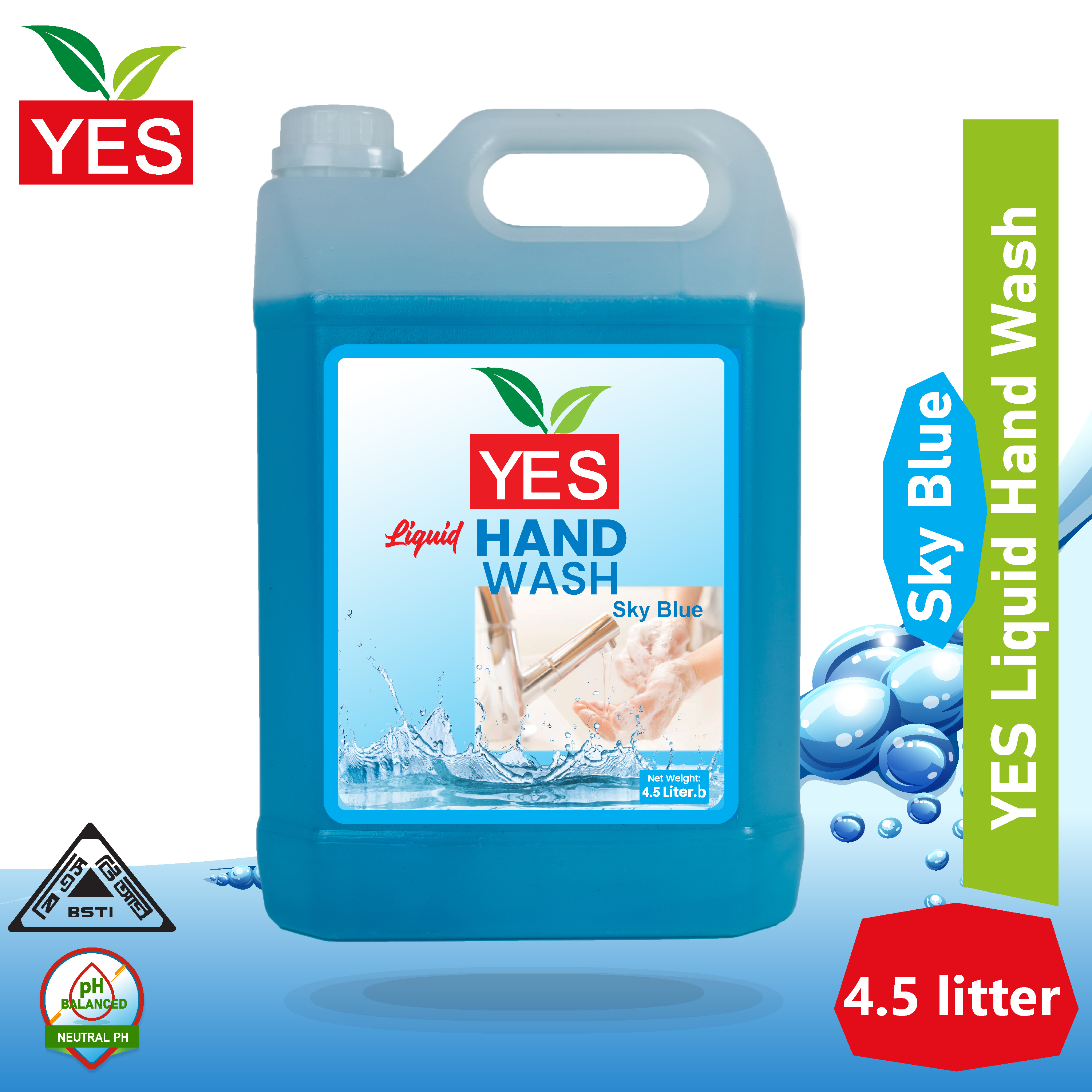 Yes Handwash Liquid Sky Blue - 4.5Ltr.