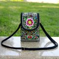 Lady Cell Phone Bag Crossbody Shoulder Wallet Purse Handbag Pouch Ethnic Style Embroidered Bag Flip Canvas Bag Retro New.