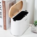 Mini Wood Grain Trash Can With Lid Desktop Waste Bins Kitchen Trash Bin Bedroom Office Wastebasket Dustbins Sundries Barrel Box. 