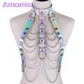Chest Chain Sparkling Holographic Body Chain for Festivals Parties Trendy Women's Waist Chest Harness Jewelry Fashion Waist Chain.
