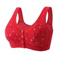 2023 New Style No Cotton Cushion Summer Elderly Cotton Vest Bra Front Buckle Large Size Front Buckle Comfortable Mom Underwear. 