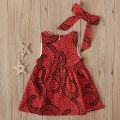 6M-3Y Toddler Kids Baby Girls Dress African Dashiki Traditional Style Sleeveless Ankara Dresses With Headband Infant Outfits.