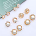 6 Pairs Elegant Crystal Rhinestone Diamond Pearl Sign Ears Tiny Studs Earrings.