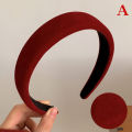 Vintage Red Womens Headband Woolen Velvet Hair Band Headwear Girl Wide Side Sponge Hair Hoop Christmas New Year Hair Accessories Demoo.