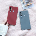 Tokifu For Tecno Spark 7 Pro Back Cover Matte Simple Solid Color Soft Silicone TPU Case +Lanyard. 
