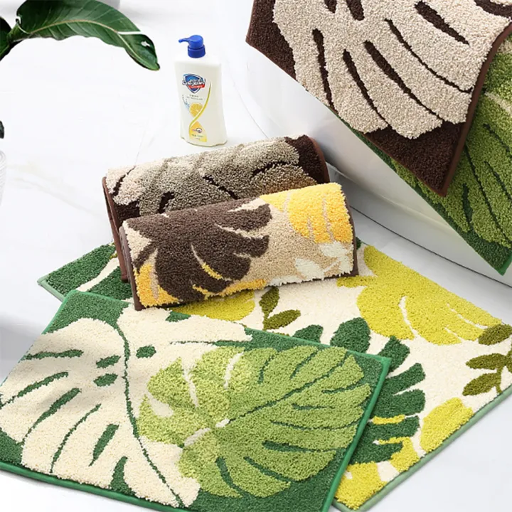Green%20Leaves%20Bath%20Mats%20Non-slip%20Absorbent%20Machine%20Washable%20Floor%20Mat%20Bedroom%20Carpet%20Rugs%2050x80cm%20-%20Image%205