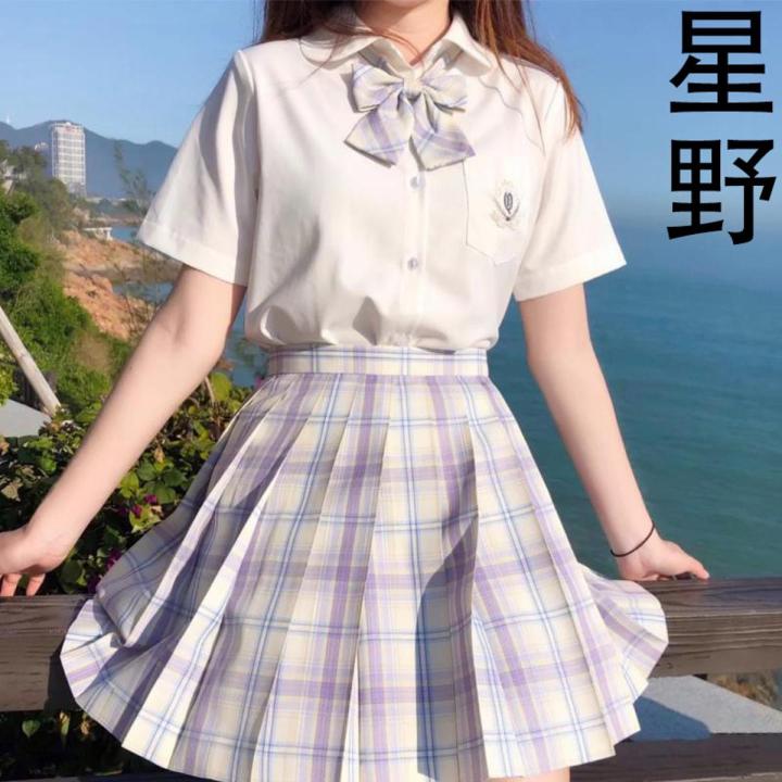 Women Purple Black Y2K Pleated Plaid Skirt Glir High Waist Mini  Skirts Japanese School Harajuku Cosplay Anime Sailor Suit