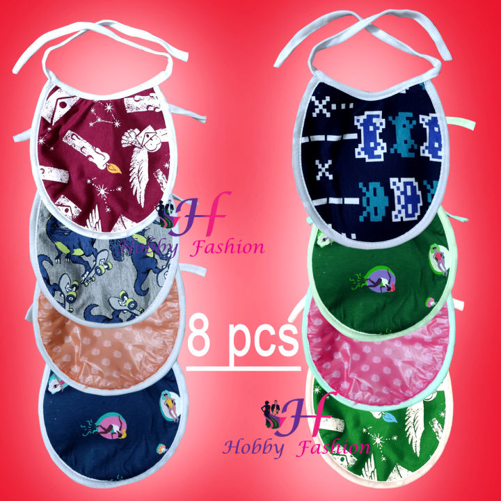 8 Pcs multicolor Baby Soft Cotton Bibs High Quality Double Layers Waterproof
