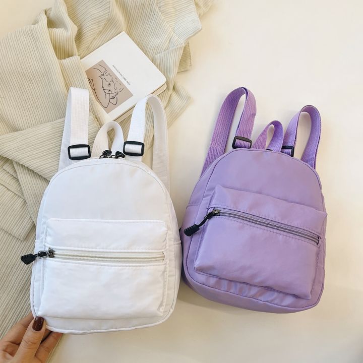 Casual Nylon Women Mini Backpack Fashion Solid Color Preppy Style Students School Bags Female Small Travel Knapsack Rucksacks