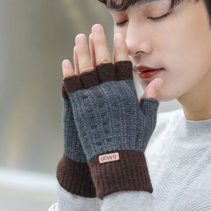 1%20Pair%20Winter%20Fingerless%20Gloves%20For%20Men%20(Free%20Size)%20Warm%20Wool%20Gloves%20for%20Men%20Driving%20Bike%20Cycle%20Sports%20Half%20Finger%20Touchscreen%20Thick%20Elastic%20Gloves%20-%20Image%208