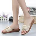 Summer Women Shoes Leather Flat slippers Non-slip Beach Low Heel Slippers For Women Bohemian Ladies Shoes Peep Toe Slide. 