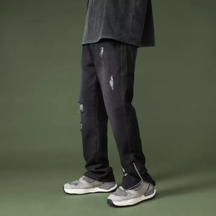 Side%20Slit%20Zipper%20Pierced%20Jeans%20Men's%20Straight%20Tube%20Micro%20Flared%20Pants%20Autumn%20American%20High%20Street%20Vibe%20Fashion%20Zipper%20Hem%20Jeans%20-%20Image%207