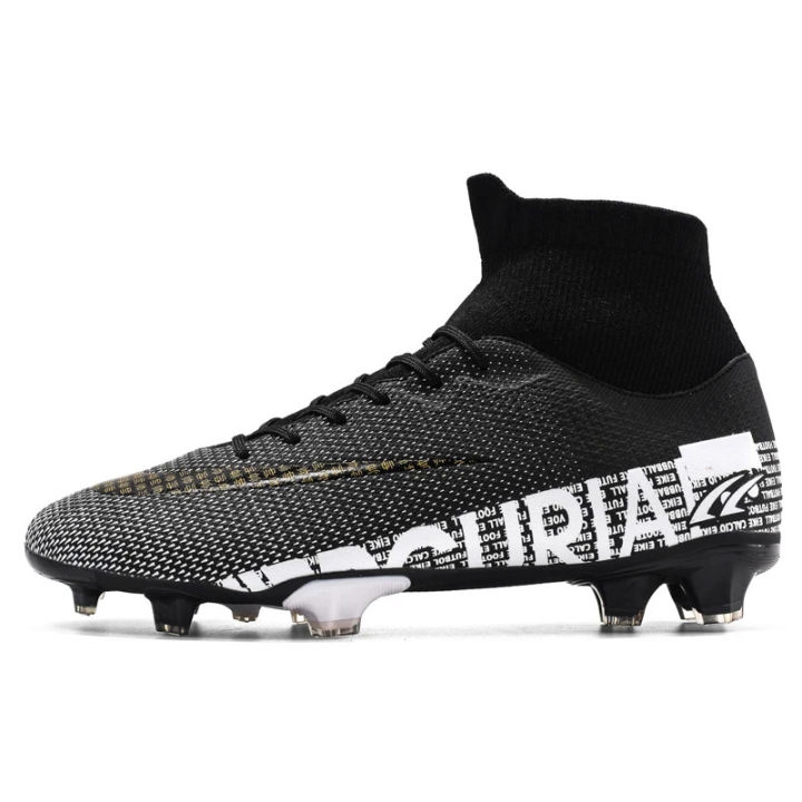 【selevn roind】 ZHENZU Size 35-45 Men Boys Soccer Shoes Football Boots High Ankle Kids Cleats Training Sport Sneakers Football Shoes