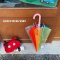 Korean version of INS candy color transparent color rainbow safety children's umbrella cute thickened semi-automatic umbrella umbrella for men and women. 