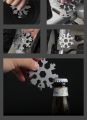 6Pcs 18 in 1 Snowflake Multi Tool Portable Stainless Steel Wrench Bottle Opener Pocket Snowflake Keychain Tool. 