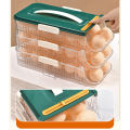 GC Egg Holder For Fridge, Auto Rolling Egg Organizer With Detachable Lid, Stackable Egg Rolling Dispenser Storage Container For Refrigerator Countertop. 