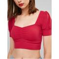 Women's Cotton Crop Tops Blouse Short Sleeve Casual Loose Fit T-Shirt. 