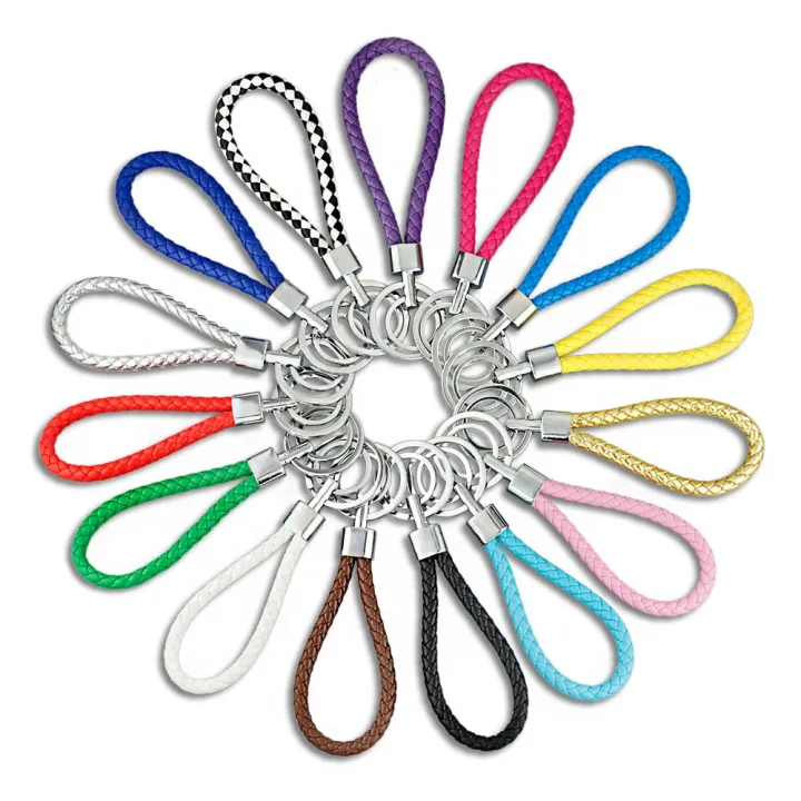 15%20Colors%20PU%20Leather%20Braided%20Woven%20Rope%20Double%20Rings%20Fit%20DIY%20bag%20Pendant%20Key%20Chains%20Holder%20Car%20Keyrings%20Men%20Women%20Keychains%20K224%20-%20Image%202