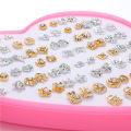 36 Pairs Box Earrings Love Stud Earrings Set Women Wholesale Mixed Color Gold & Silver Point Diamond Earrings Box Stud Earrings Accessories. 