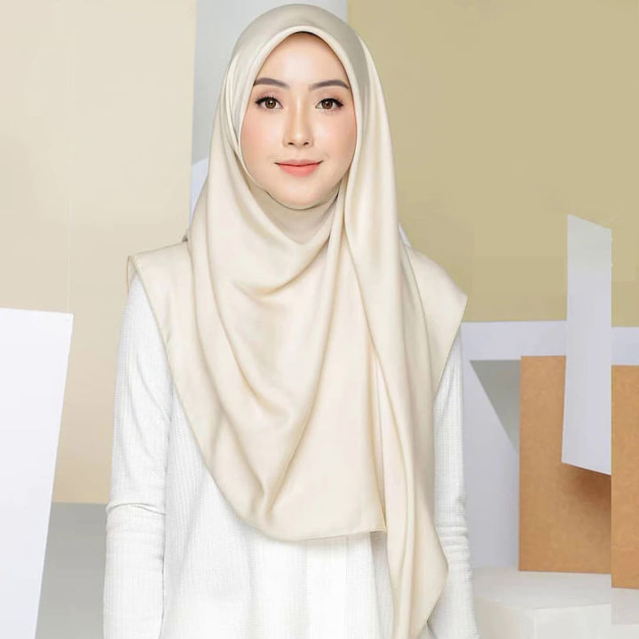 70*180cm Muslim hijab scarf women solid satin wrap headscarf ladies matte fabric foulard Malaysian femme shawls Muslim veil