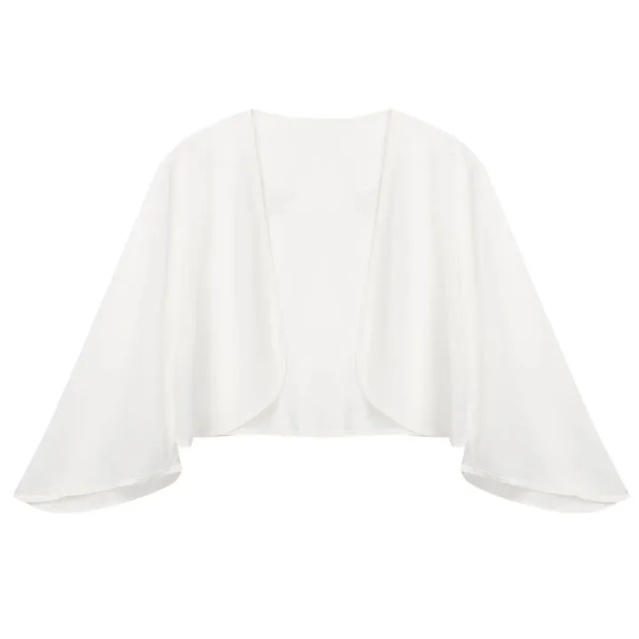 Women%203/4%20Sleeve%20Solid%20Color%20Chiffon%20Open%20Front%20Cardigan%20Bolero%20Jacket%20Shawl%20Wraps%20Spring%20Summer%20Outdoor%20Casual%20Wear%20-%20Image%207