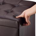 Square Shape PU Leather Rest Stool 14"14"14" Brown.