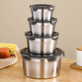 400ml/600ml/1100ml/2100ml Lunch Bowl Double Layer Smooth Surface Sealed Lid Anti-Rust Stainless Steel Classic Bowl for Office. 