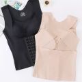 Women's 3-in-1 Waist Buttoned Bra Shapewear Tank Top – Adjustable Waist Trainer & Seamless Push-Up Compression Vest. 