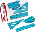 Flexible Geometric Tools 4 Pcs Ruler Set with 360 Degree Protractor for School & Office Use.