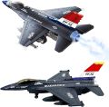 Fighter Jet Toy F-16 Toy Jets for Kids Military Plane Army Air Force Pull Back Fighter Toy diecast Metal Aircraft with Spray Effect Lights and Sounds for Boys Girls Age 3-12+ (F 16 Blue). 
