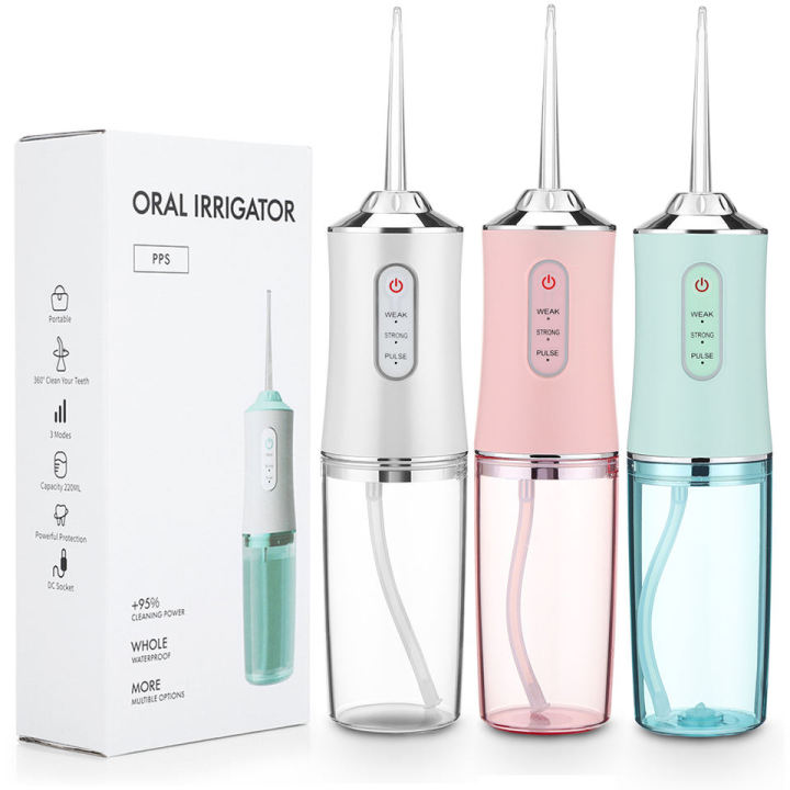 Portable Dental Water Flosser Oral Irrigator USB Rechargeable Water Floss Jet Tooth Pick 4 Tips 220ml Mouth washing machine