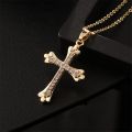 Vintage Punk Zircon Cross Pendant Necklace Stainless Steel Fashion Choker Collar Jewelry Birthday Gifts For Women Girls. 