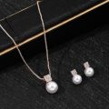 Fashion Women Elegant Imitation Pearl Necklace Earrings Rhinestones Geometry Necklaces Bride Wedding Party Jewelry Set Gifts New. 