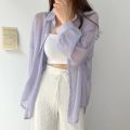8 Colors Shirts Women Sheer Thin Chic Summer Simple Solid Sun-proof Temper Fashion Baggy All-match Basic Korean Style Clothes. 