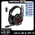 Mpow Iron Pro Wireless Gaming Headset USB/3.5mm Headphone with Noise Canceling Mic 3D Surround 20h Playback for PS5 PS4 PC Gamer. 