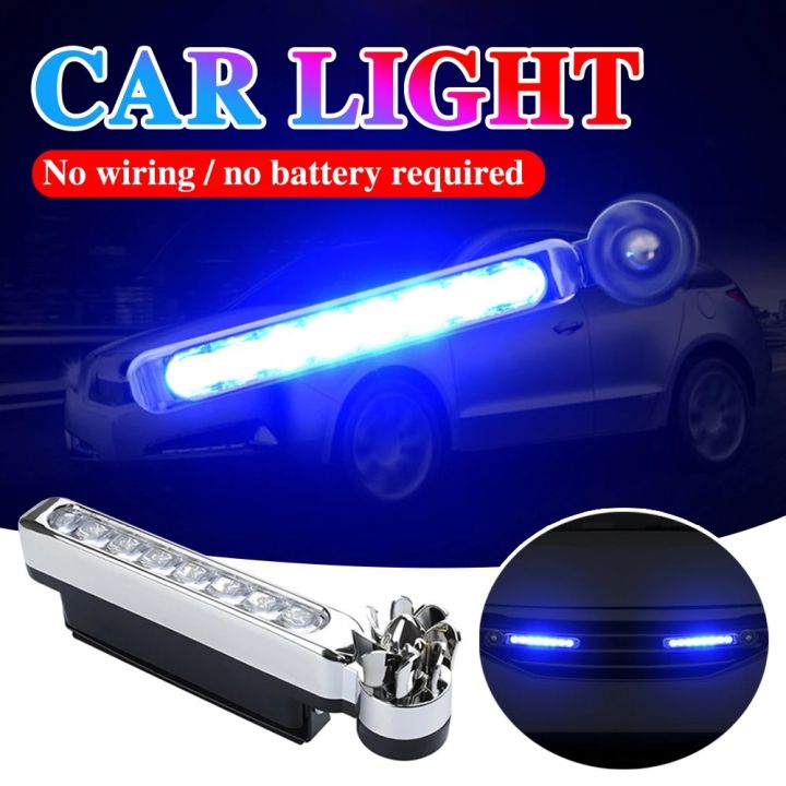 Car DRL Wind Powered Daytime Running Lights, 2pcs 8LED Daytime Running Lights Auto Daytime Running Light Car Bulb (Blue Light)