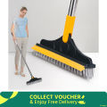 2 in 1 Cleaning Scrub Brush Grout Brush Scrape Floor Scrub Brush with Long Handle V-Shape Stiff Bristle Brush Scrubber with Squeegee 120°Rotating Magic Broom Brush for Cleaning Bathroom Glass Wall. 