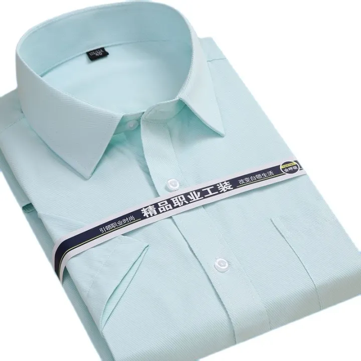 Summer%20Short%20Sleeve%20square%20collar%20regular%20fit%20oversize%20S%20to%208xl%20solid%20plain/twill%20formal%20business%20men%20dress%20shirts%20-%20Image%204