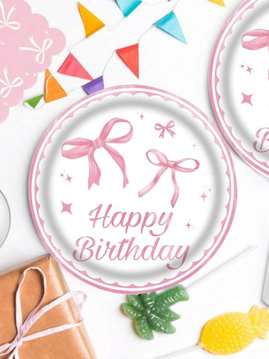 Pink%20Bow%20Theme%20Birthday%20Party%20Supplies%20Birthday%20Decorations%20Bow%20Napink%20Plate%20Cup%20Tablecloth%20Tableware%20Birthday%20Girls%20Decors%20-%20Image%202