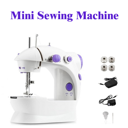 Belizzi Mini Sewing Machine - Dual Speed Portable Mini Electric Pedal Double Threads Rewind Swing Machine- Purple -Mini Sewing Machine