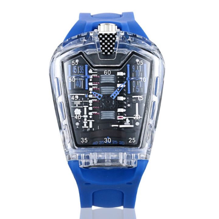 1pc%20Men%20White%20Transparent%20Acrylic%20Fashion%20Racing%20Engine%20Versatile%20Quartz%20Watch%20-%20Image%207