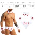 XXL Men Uniform Doctor Nurse Role Play Costume Outfits Briefs With Collar And Red Cross Cuff Set Sissy Crossdresser. 