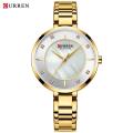 CURREN 9051 Golden Stainless Steel Analog Watch For Women - Golden & White. 