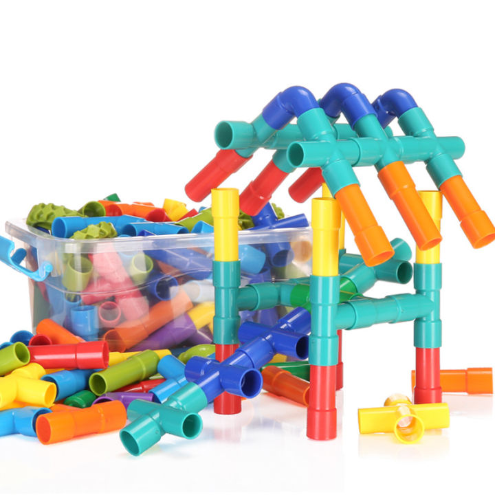 Pipe building blocks children's puzzle assembly and assembly toys for men and women 3-9 years old kindergarten desktop water pipe building block manufacturers